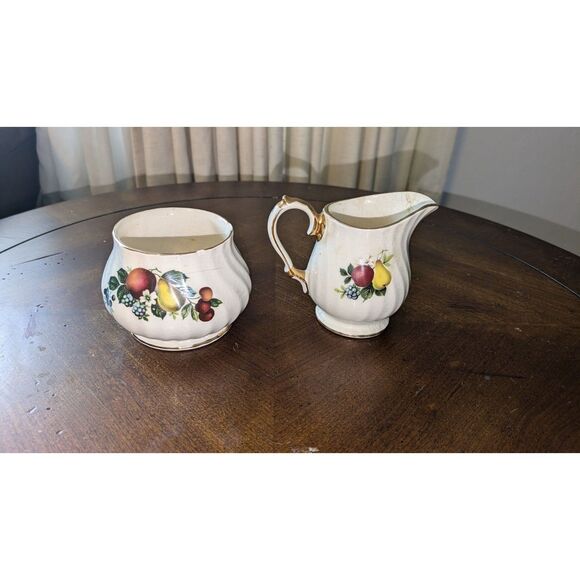 SADLER ENGLAND BONE CHINA FLORAL PATTERN CREAMER & SUGAR BOWL ANTIQUE VTG - Picture 3 of 8